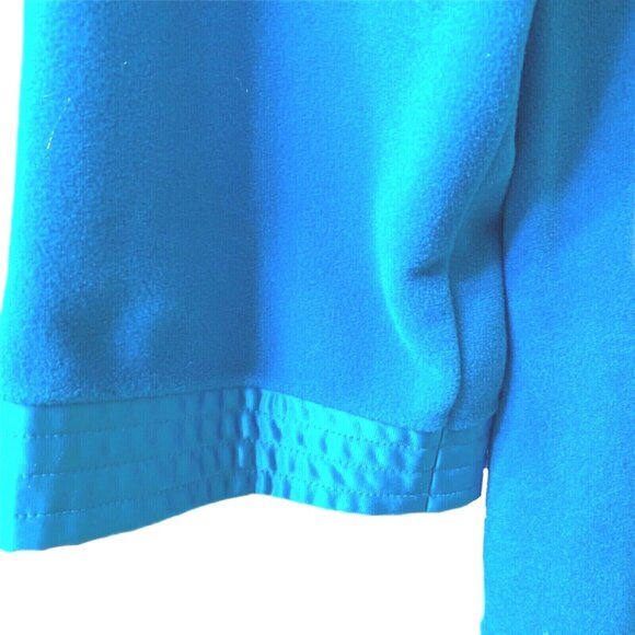 Vintage Vanity Fair Bath Robe M Turquoise Blue Neck Sleeve Trim Pearl Button Zip - Picture 3 of 11
